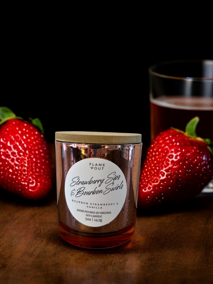 Strawberry Swirls & Bourbon Whirls - Strawberry, Bourbon, Vanilla Candle 5oz